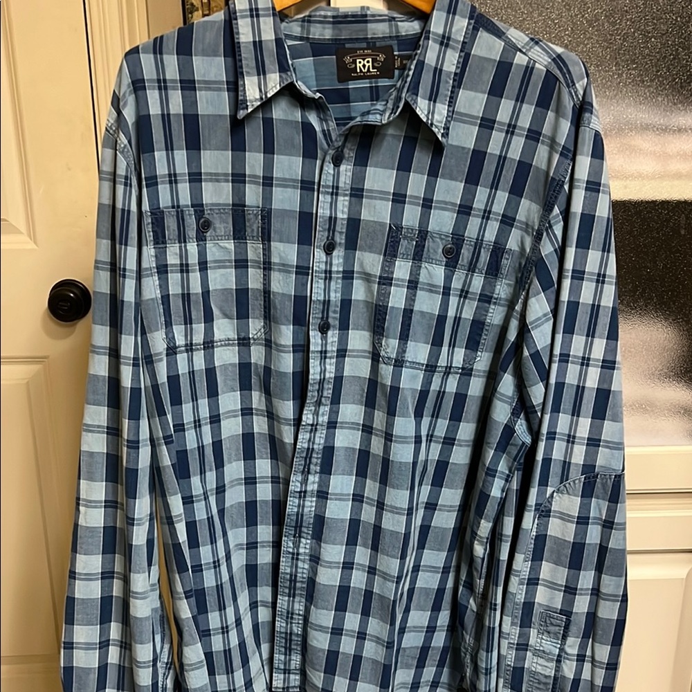 Ralph Lauren Double RL Blue Casual Button Down Shirt
